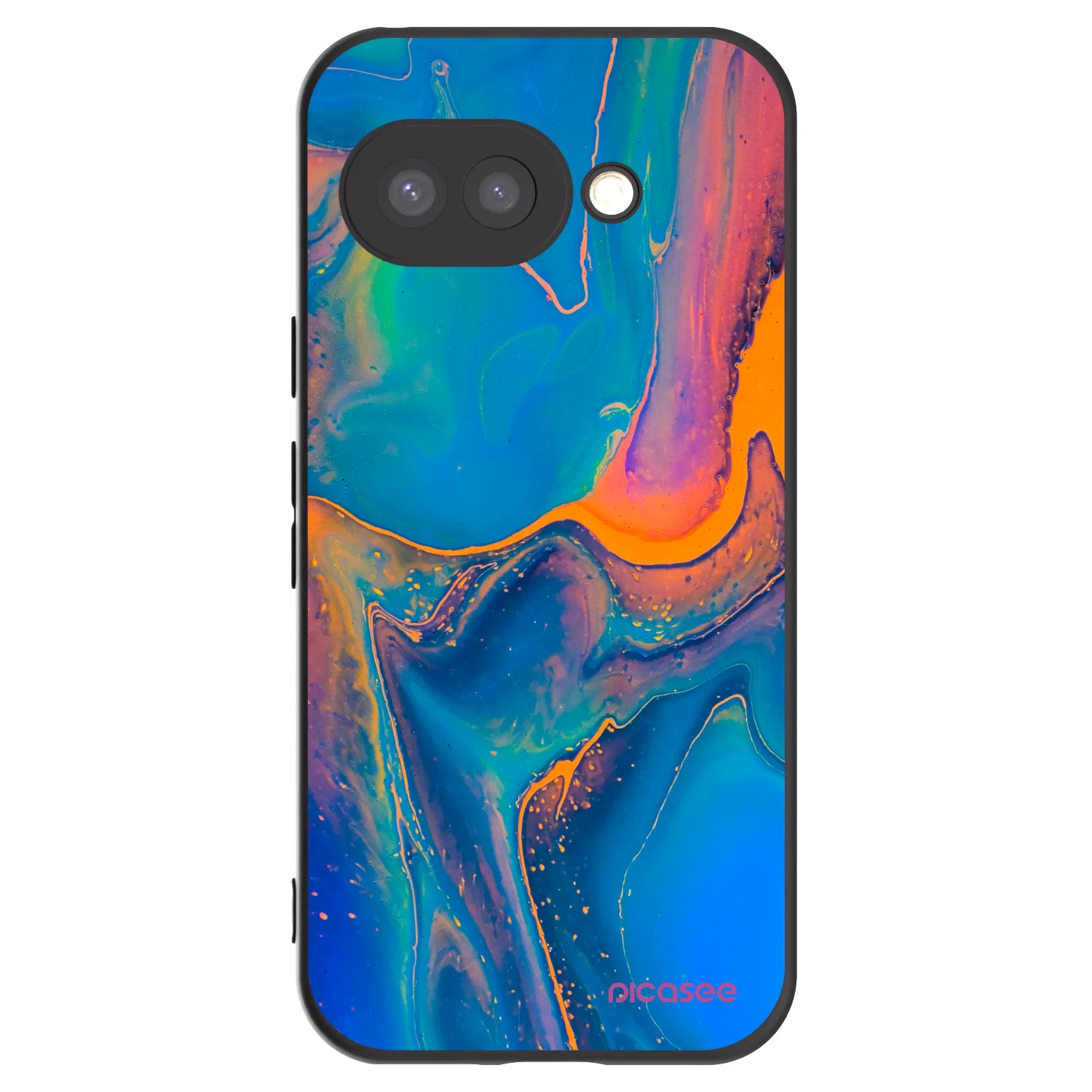Picasee crna silikonska maskica za Google Pixel 9a - Rainbow