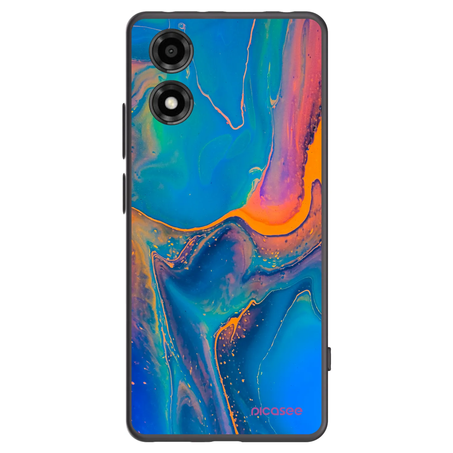 Picasee crna silikonska maskica za Motorola Moto E14 - Rainbow