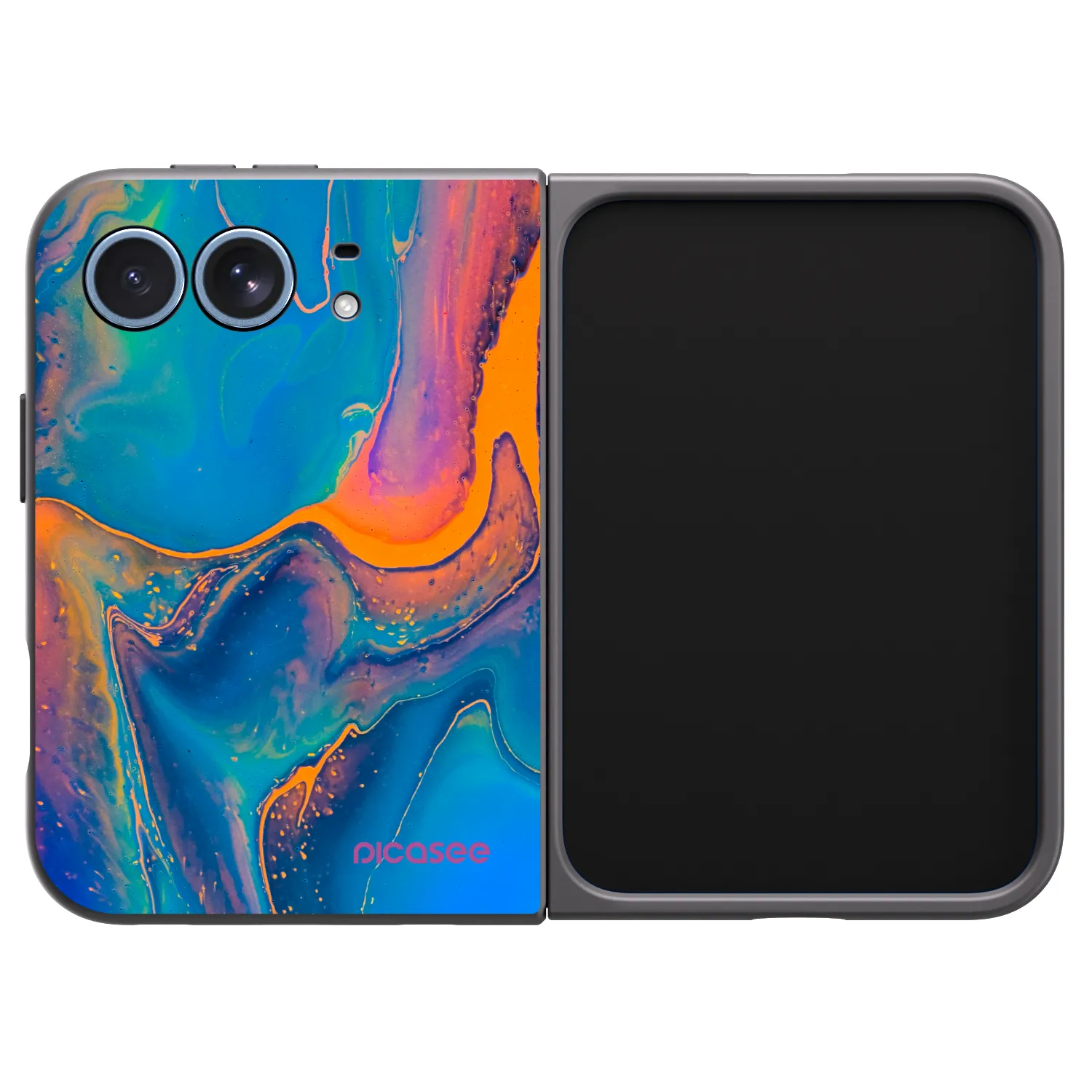 Picasee crna silikonska maskica za Apple iPhone Ultra - Rainbow