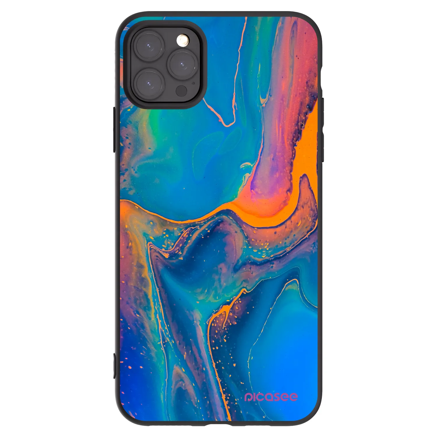 Picasee crna silikonska maskica za Apple iPhone 11 Pro Max - Rainbow
