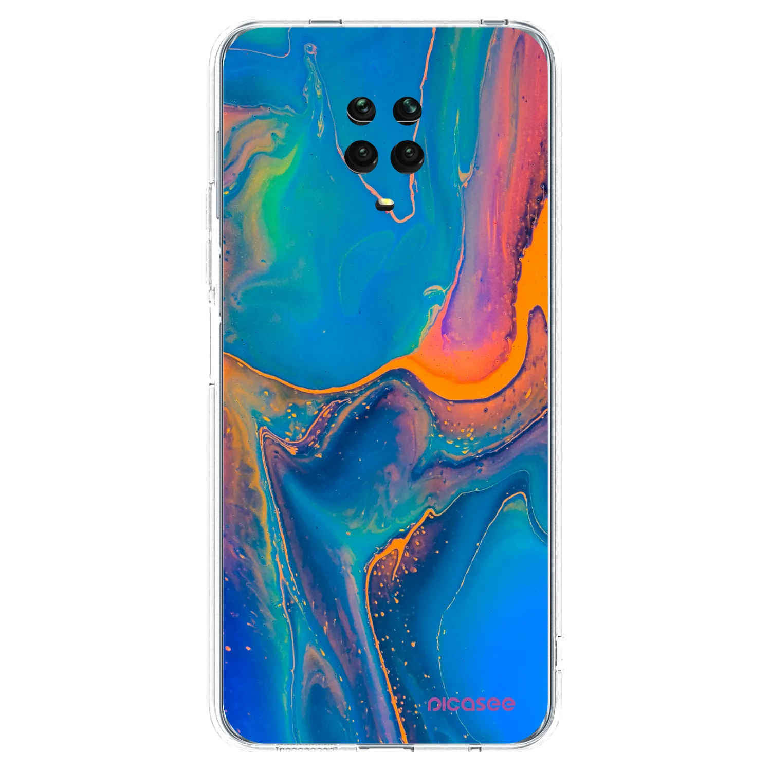 Picasee silikonska prozirna maskica za Xiaomi Redmi Note 9 Pro - Rainbow
