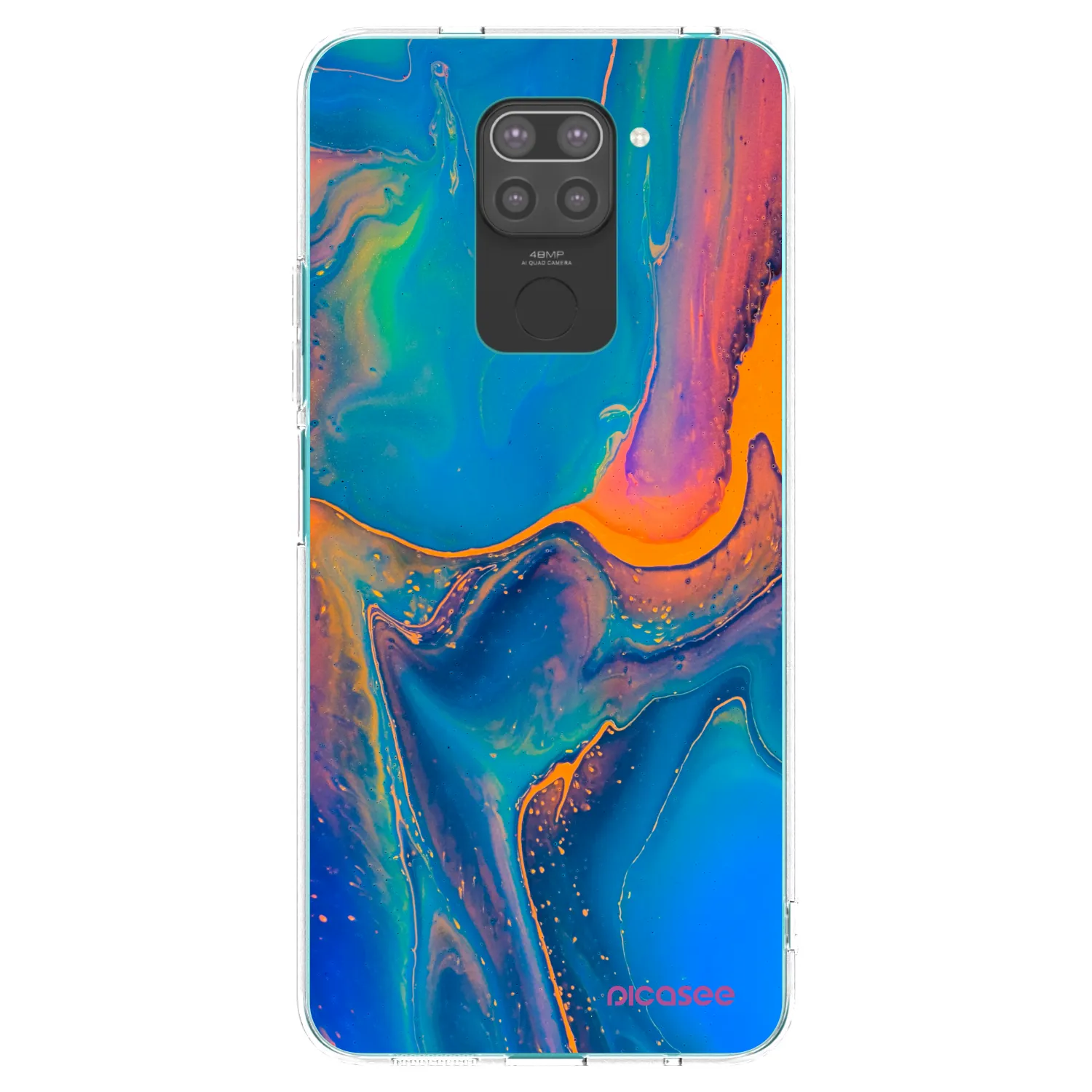 Picasee crna silikonska maskica za Xiaomi Redmi Note 9 - Rainbow