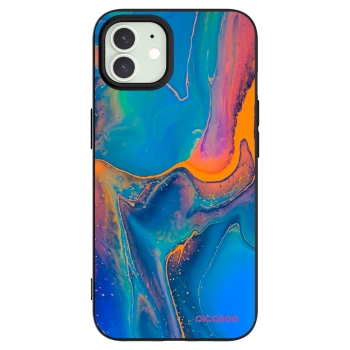 Picasee crna silikonska maskica za Apple iPhone 12 - Rainbow