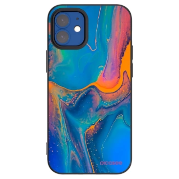 Picasee crna silikonska maskica za Apple iPhone 12 mini - Rainbow