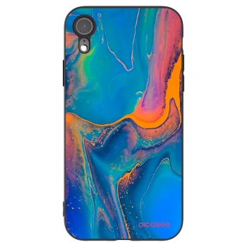 Picasee crna silikonska maskica za Apple iPhone XR - Rainbow