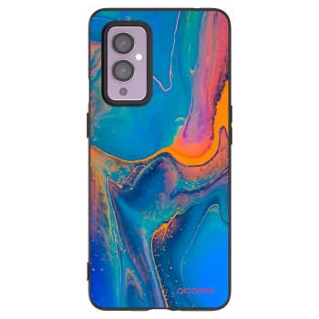 Picasee crna silikonska maskica za OnePlus 9 - Rainbow