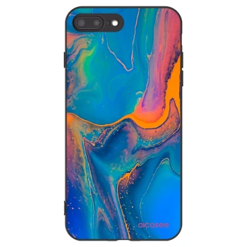 Picasee crna silikonska maskica za Apple iPhone 8 Plus - Rainbow