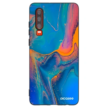 Picasee crna silikonska maskica za Huawei P30 - Rainbow