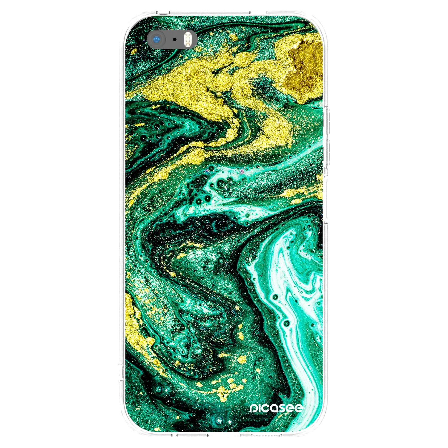 Picasee silikonska prozirna maskica za Apple iPhone 5/5S/SE - Green Gold