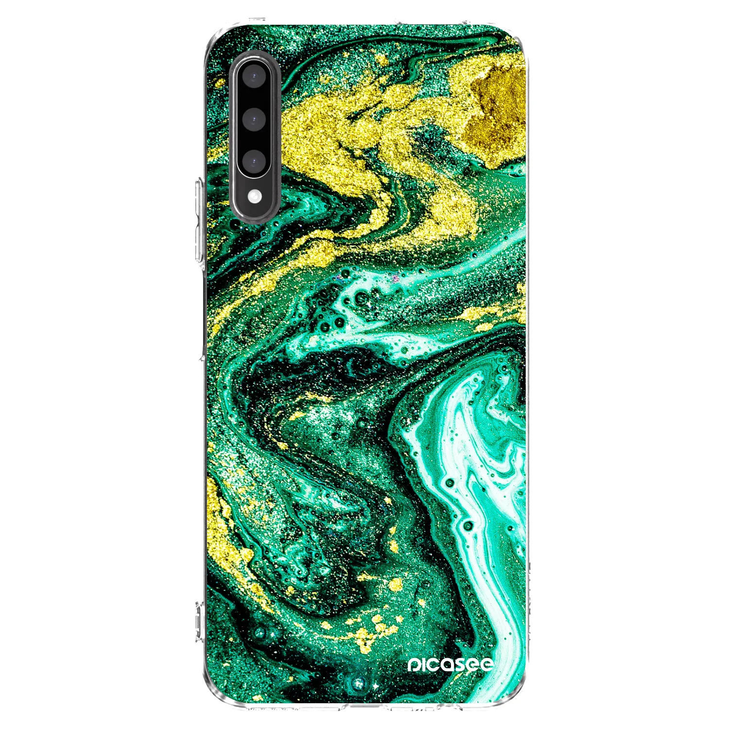 Picasee silikonska prozirna maskica za Honor 9X Pro - Green Gold