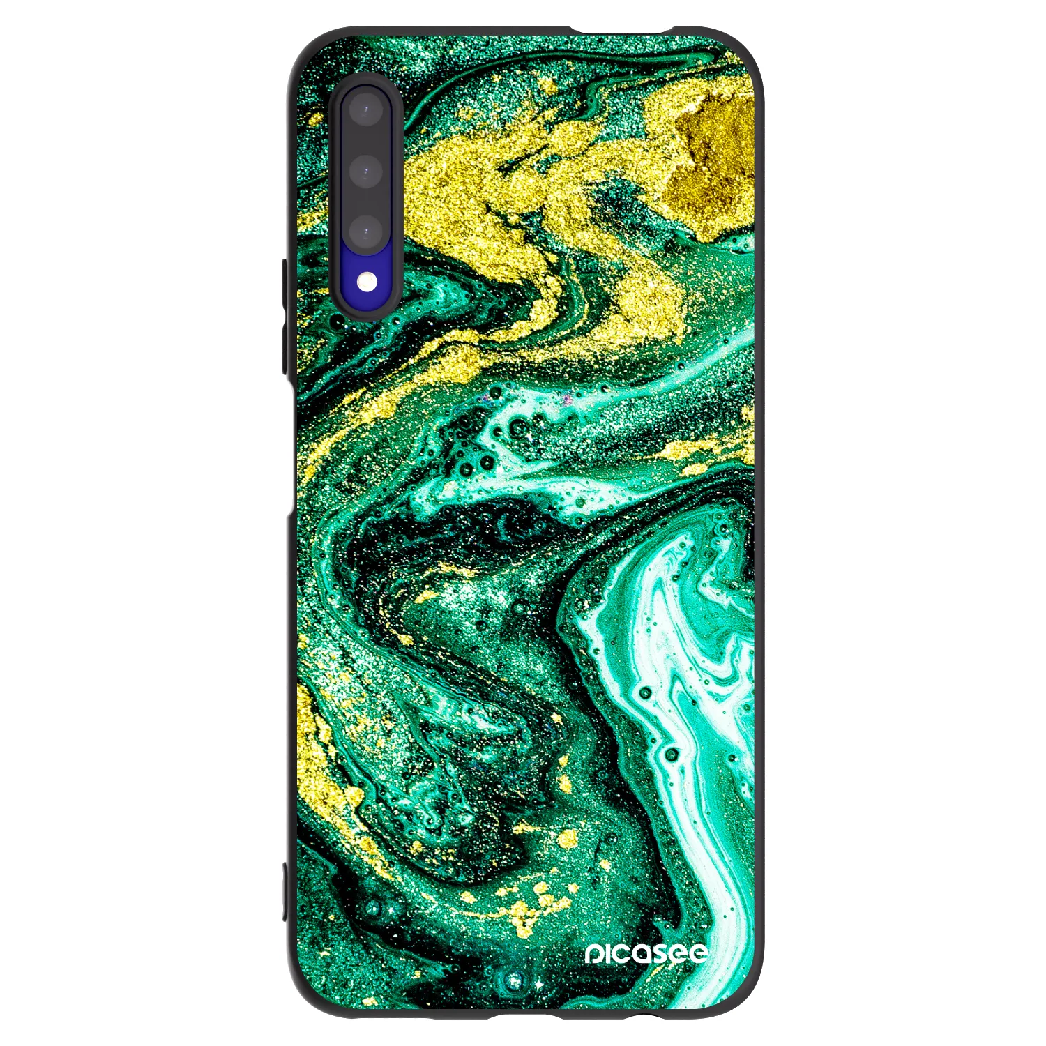 Picasee crna silikonska maskica za Honor 9X Pro - Green Gold
