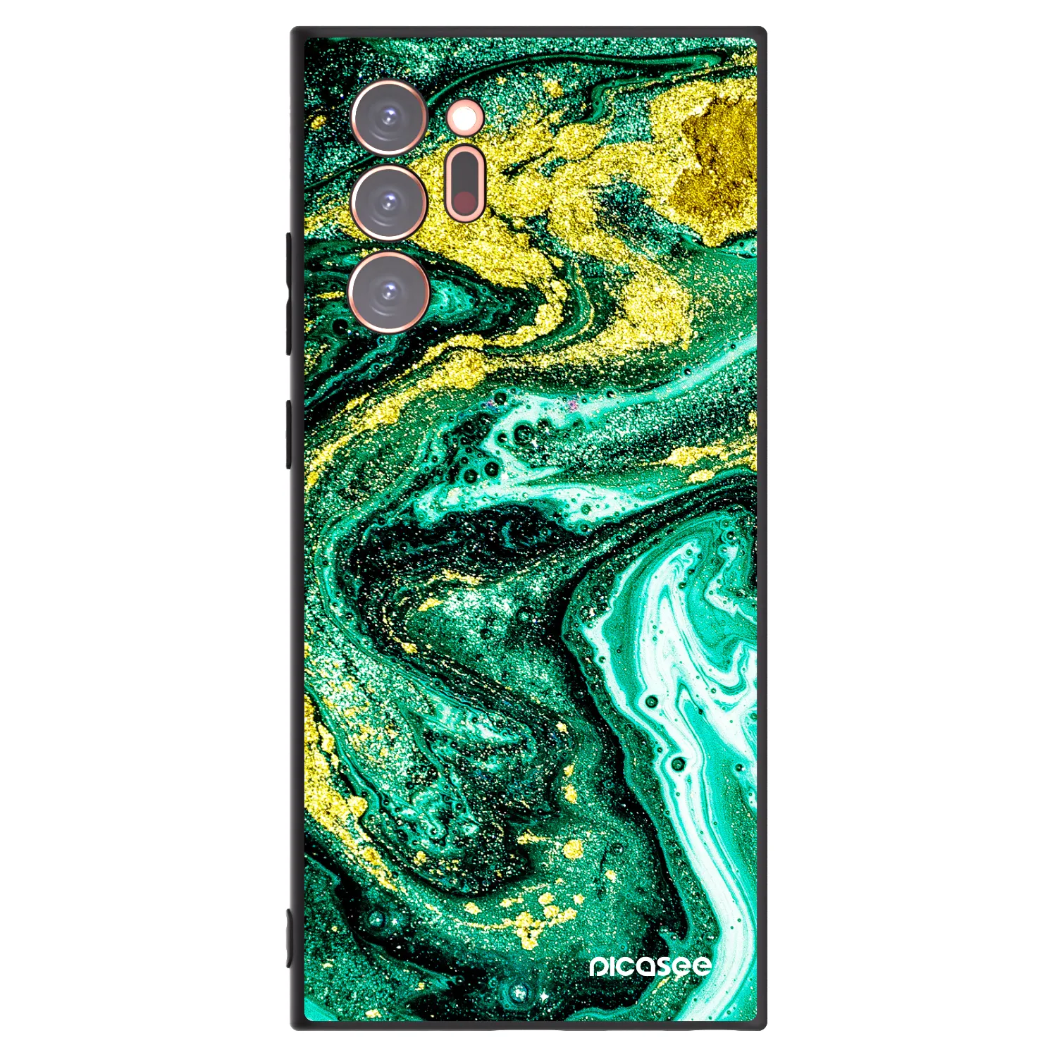 Picasee crna silikonska maskica za Samsung Galaxy Note 20 Ultra - Green Gold