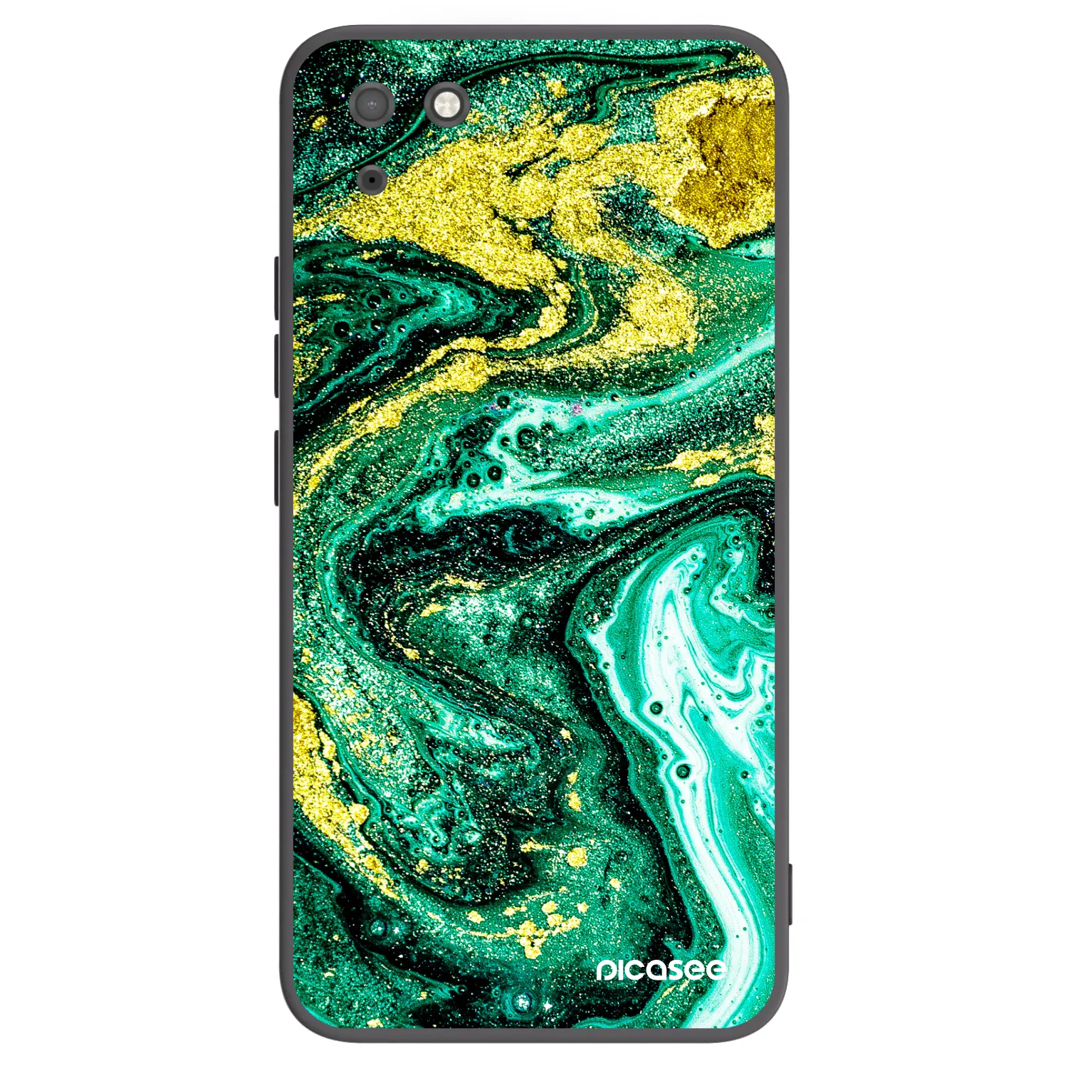 Picasee crna silikonska maskica za Huawei Y5P - Green Gold