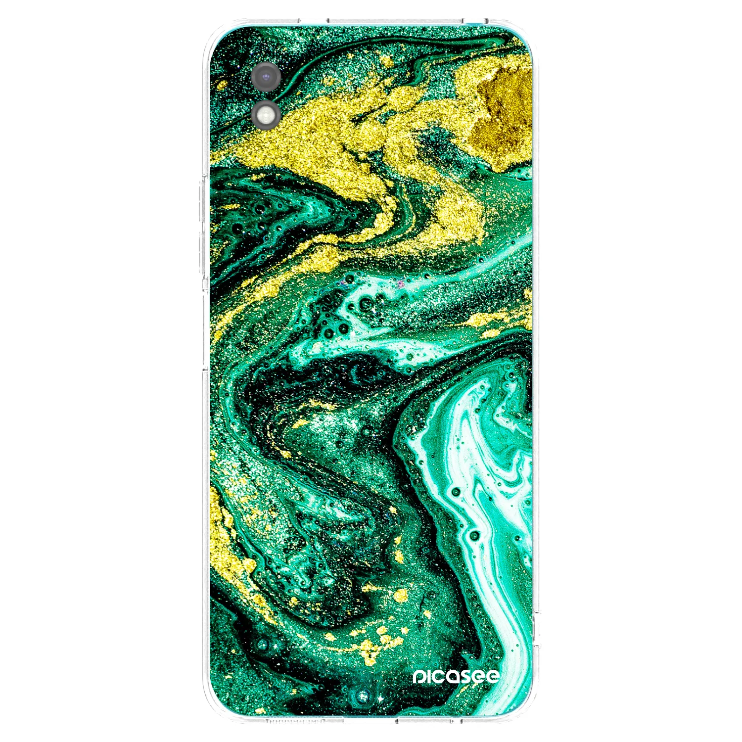 Picasee crna silikonska maskica za Xiaomi Redmi 9A - Green Gold