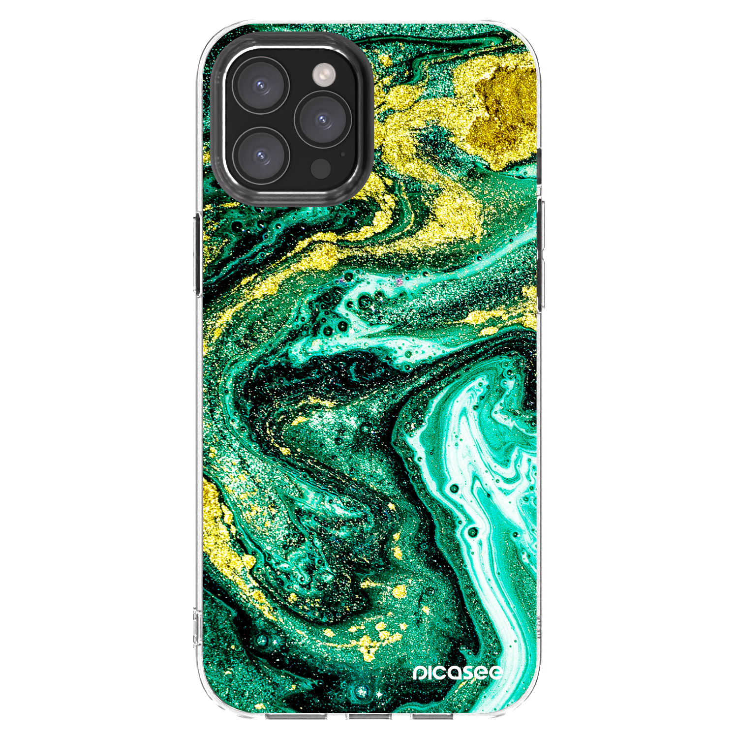 Picasee silikonska prozirna maskica za Apple iPhone 12 Pro Max - Green Gold