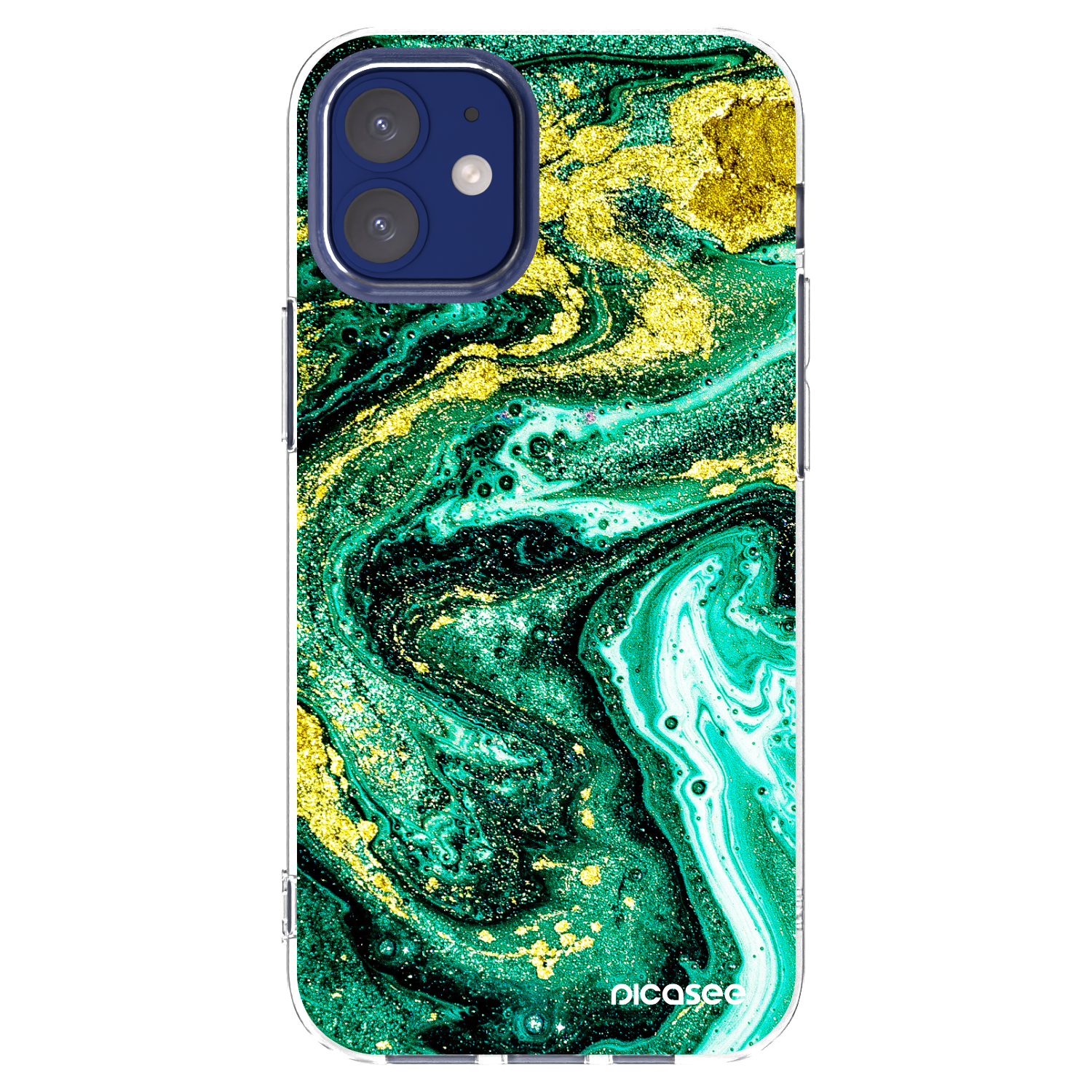 Picasee silikonska prozirna maskica za Apple iPhone 12 mini - Green Gold