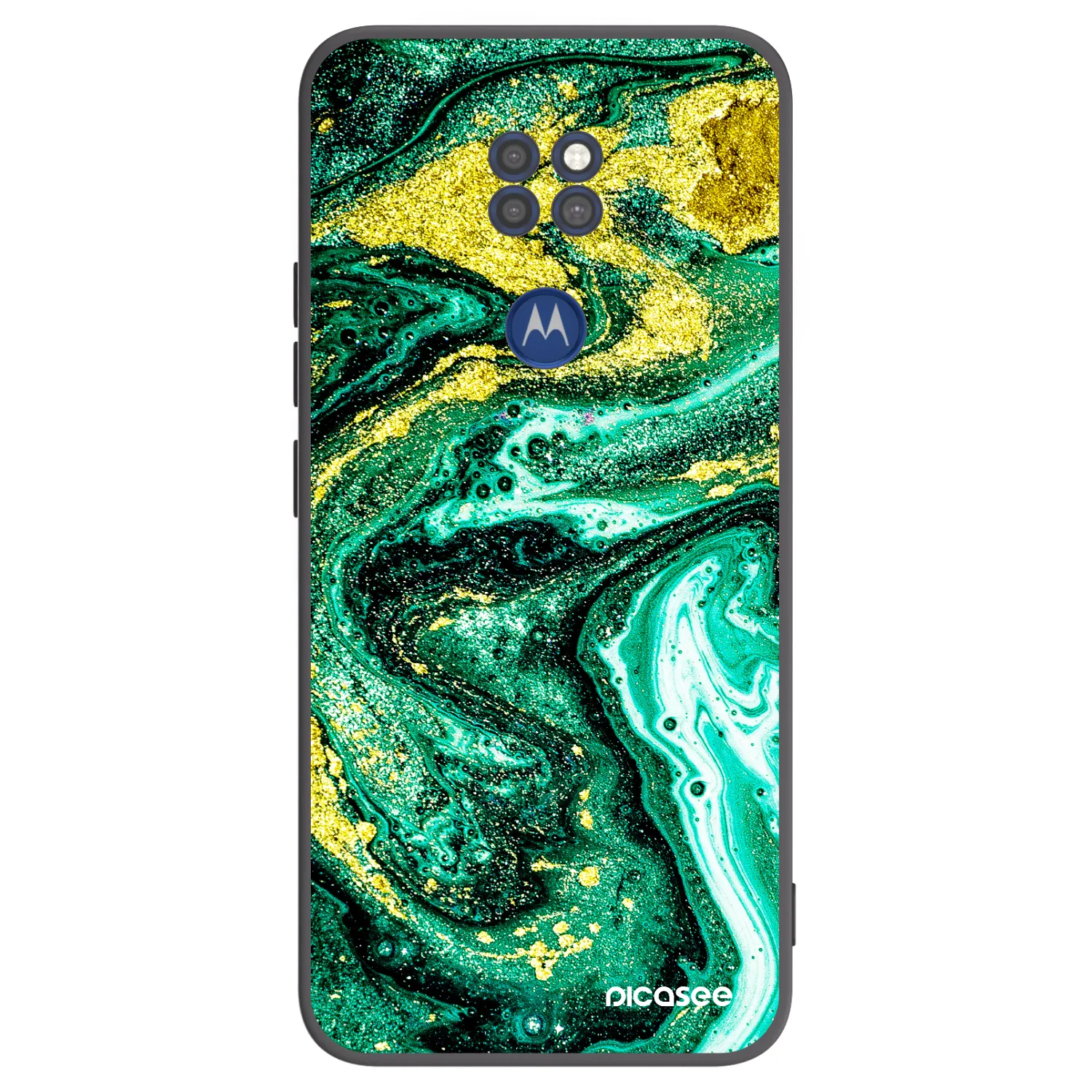 Picasee crna silikonska maskica za Motorola Moto G9 Play - Green Gold