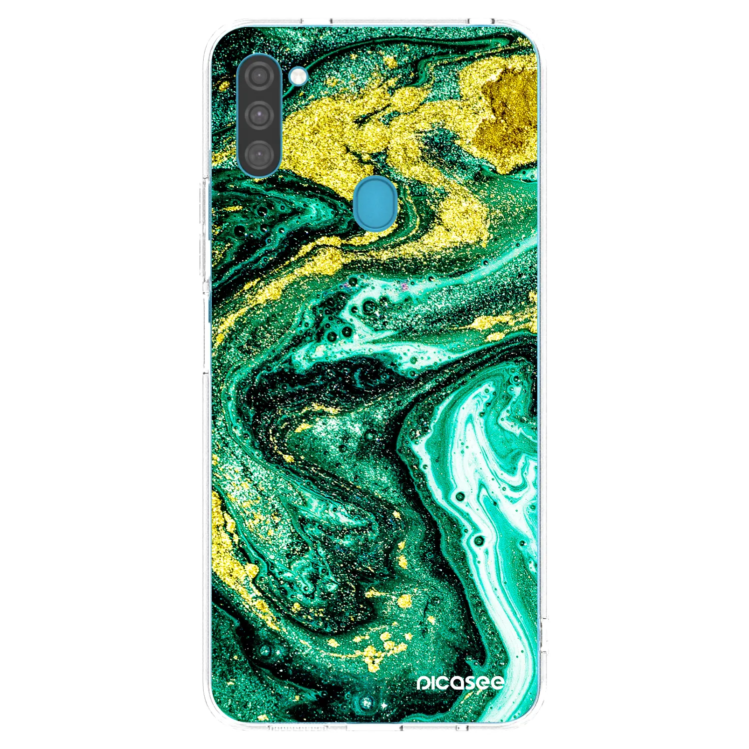 Picasee silikonska prozirna maskica za Samsung Galaxy M11 - Green Gold