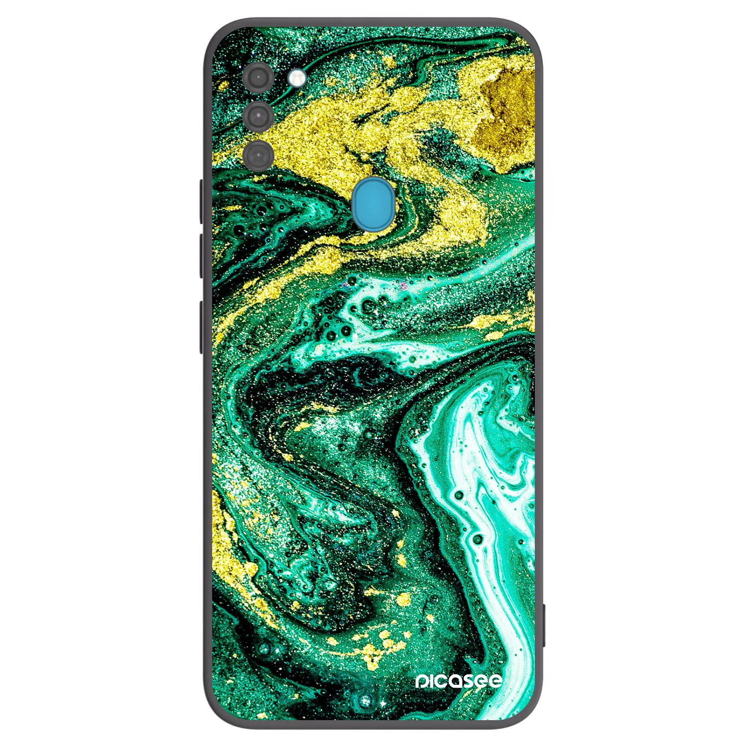 Picasee crna silikonska maskica za Samsung Galaxy M11 - Green Gold