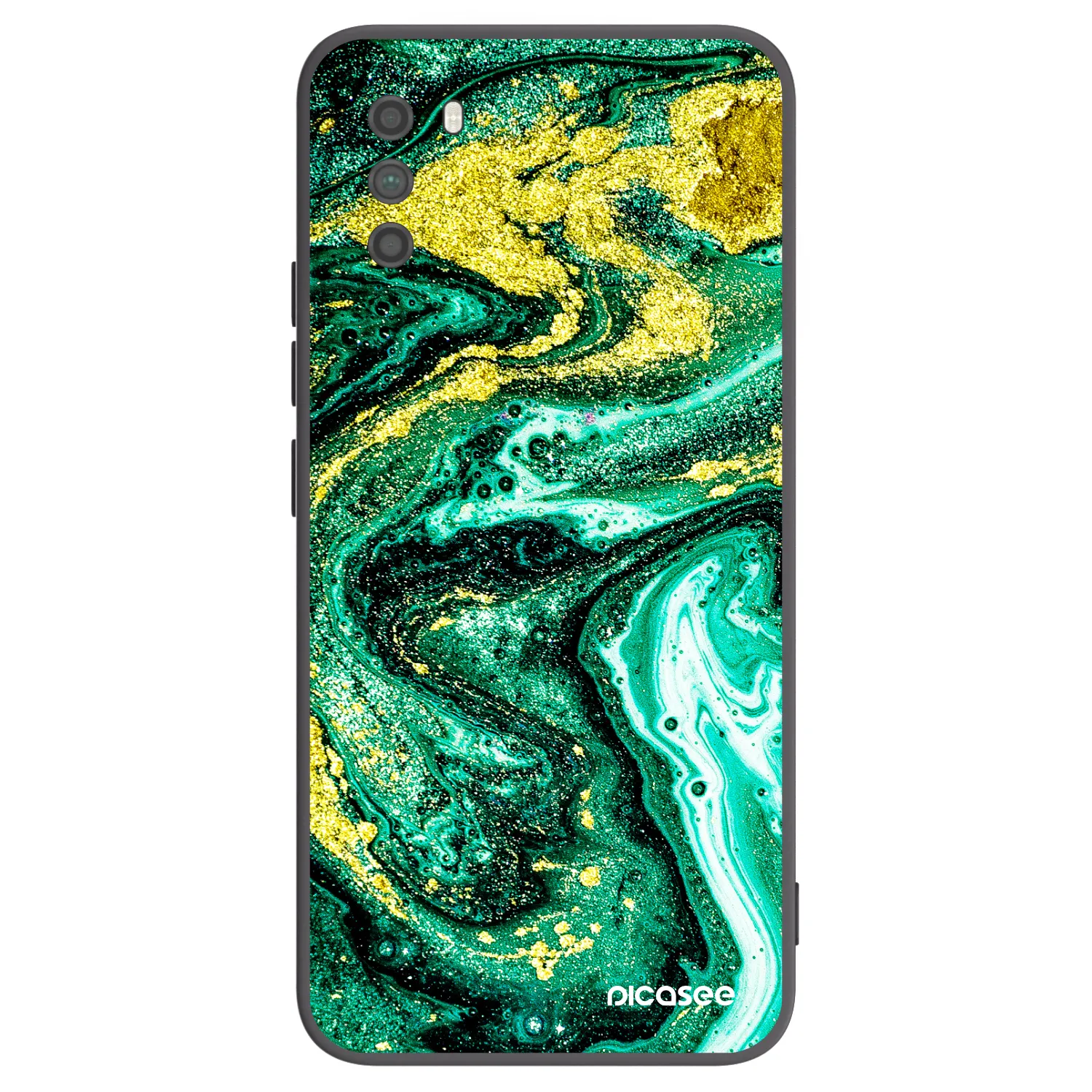 Picasee crna silikonska maskica za Xiaomi Poco M3 - Green Gold