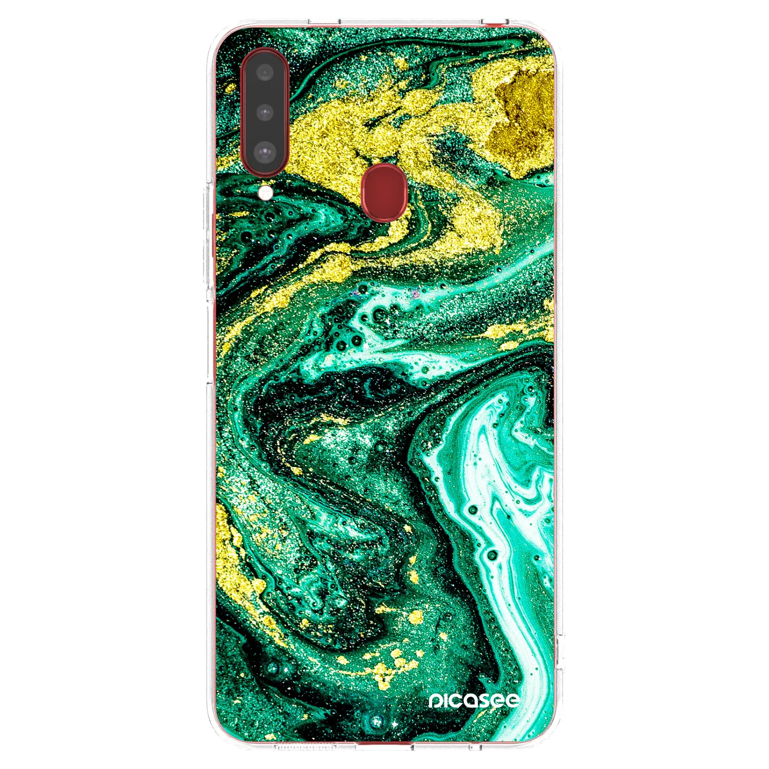 Picasee silikonska prozirna maskica za Samsung Galaxy A20s - Green Gold