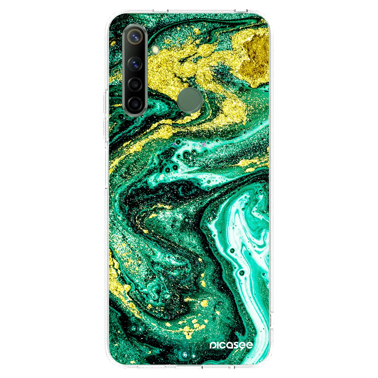 Picasee silikonska prozirna maskica za Realme 6i - Green Gold