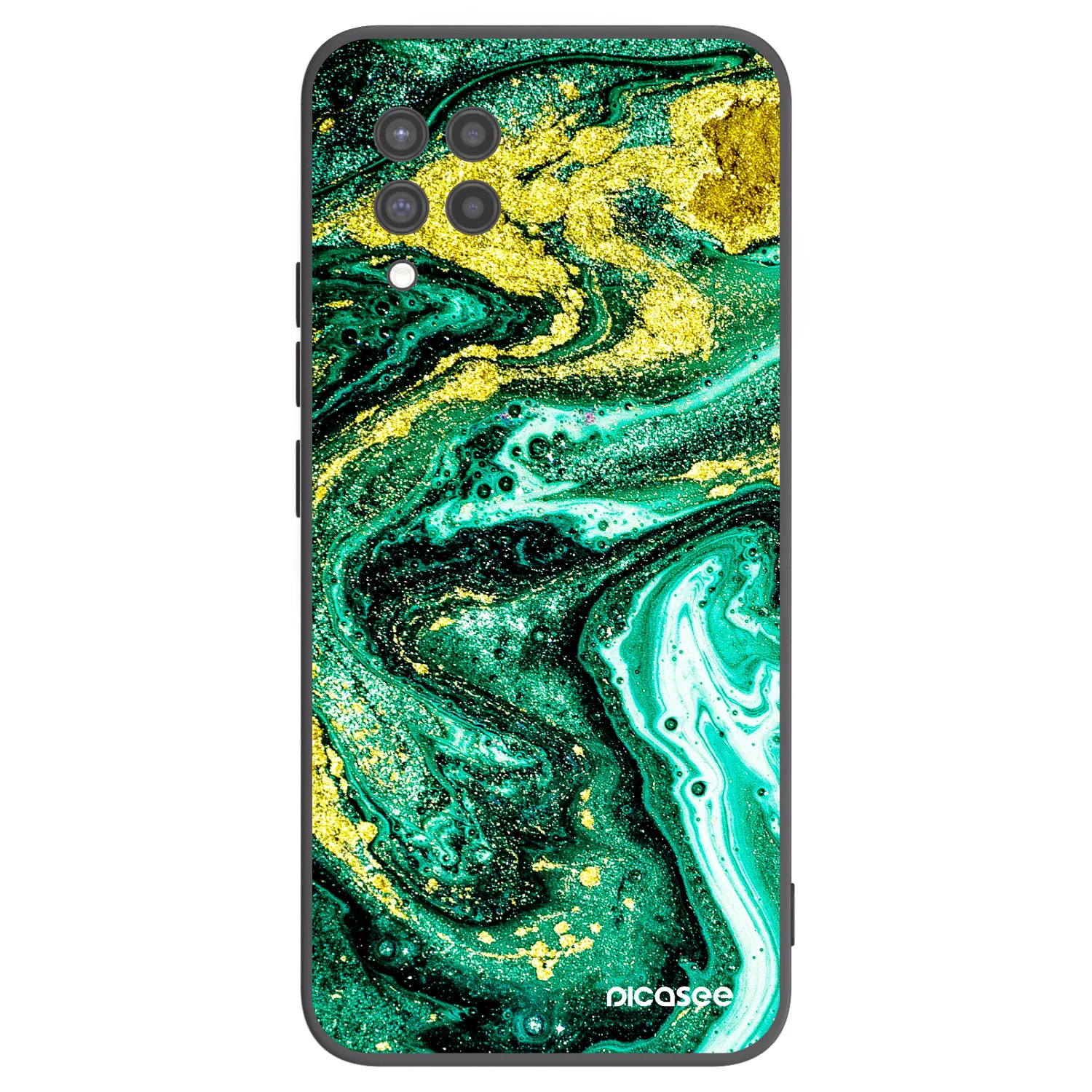 Picasee crna silikonska maskica za Samsung Galaxy A42 A426B - Green Gold