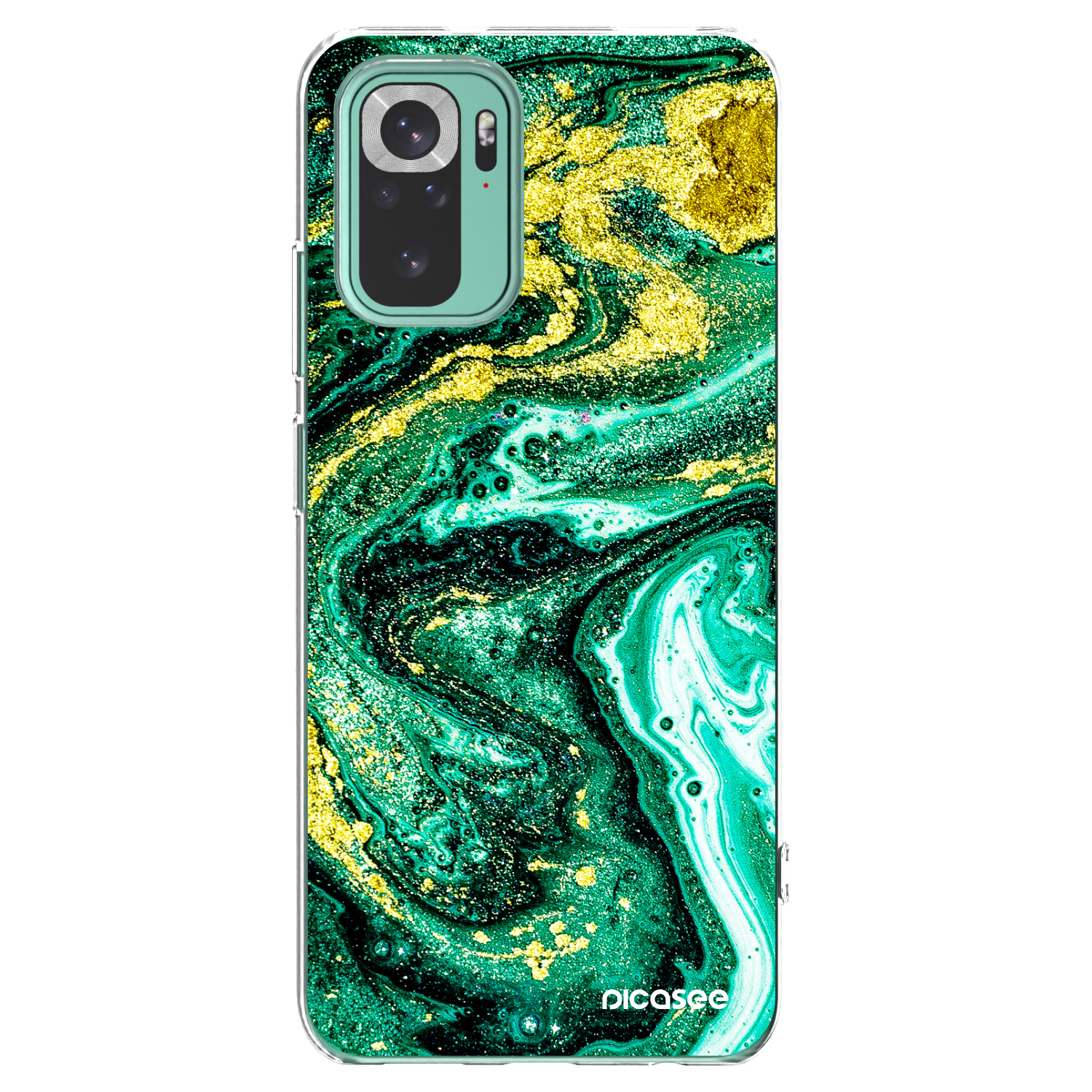 Picasee silikonska prozirna maskica za Xiaomi Redmi Note 10 Pro - Green Gold