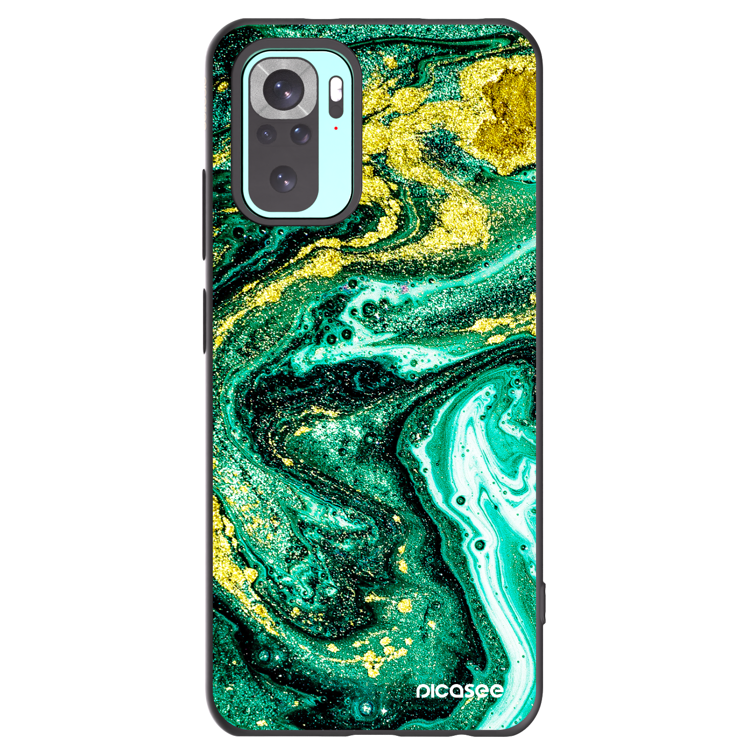 Picasee crna silikonska maskica za Xiaomi Redmi Note 10 Pro - Green Gold