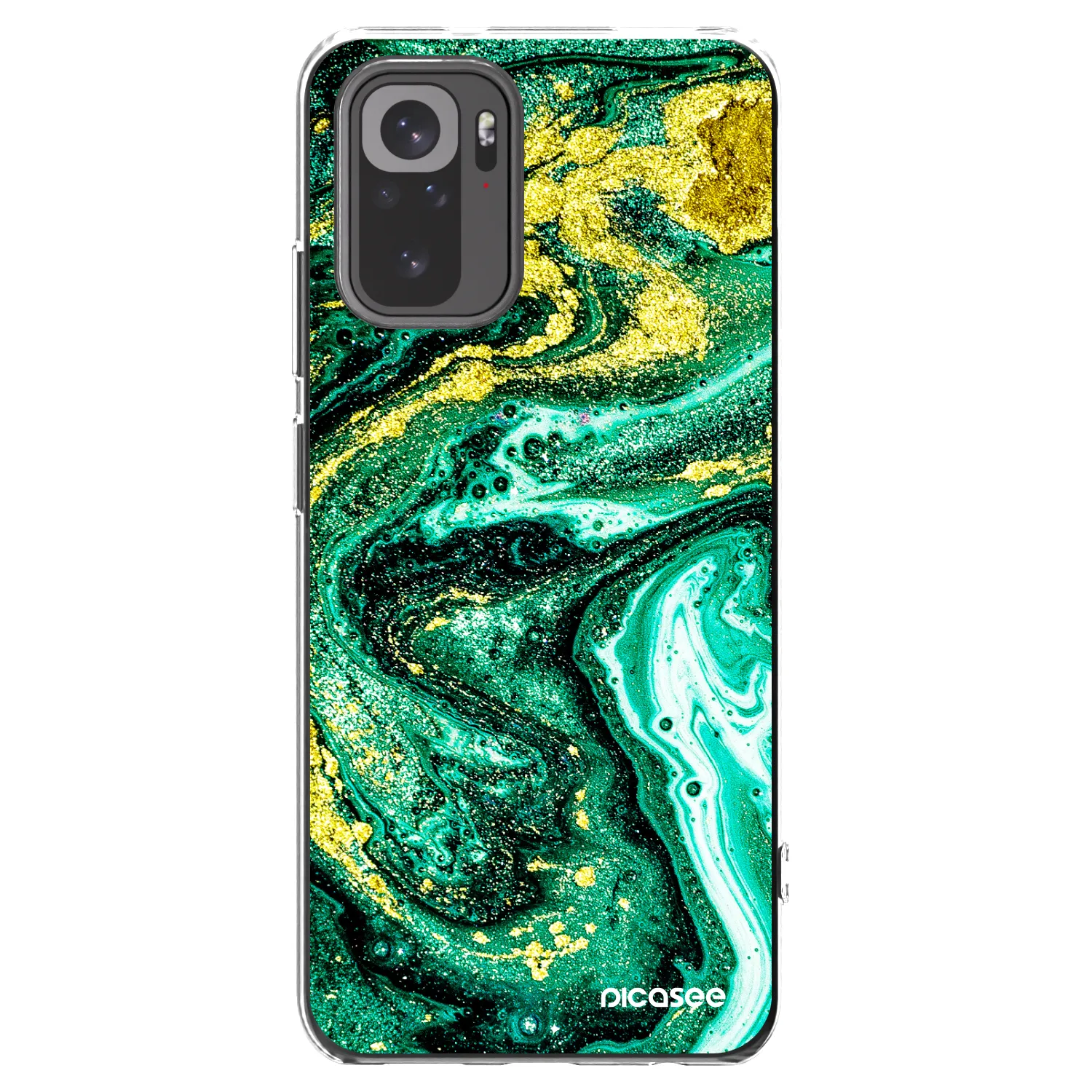 Picasee silikonska prozirna maskica za Xiaomi Redmi Note 10S - Green Gold
