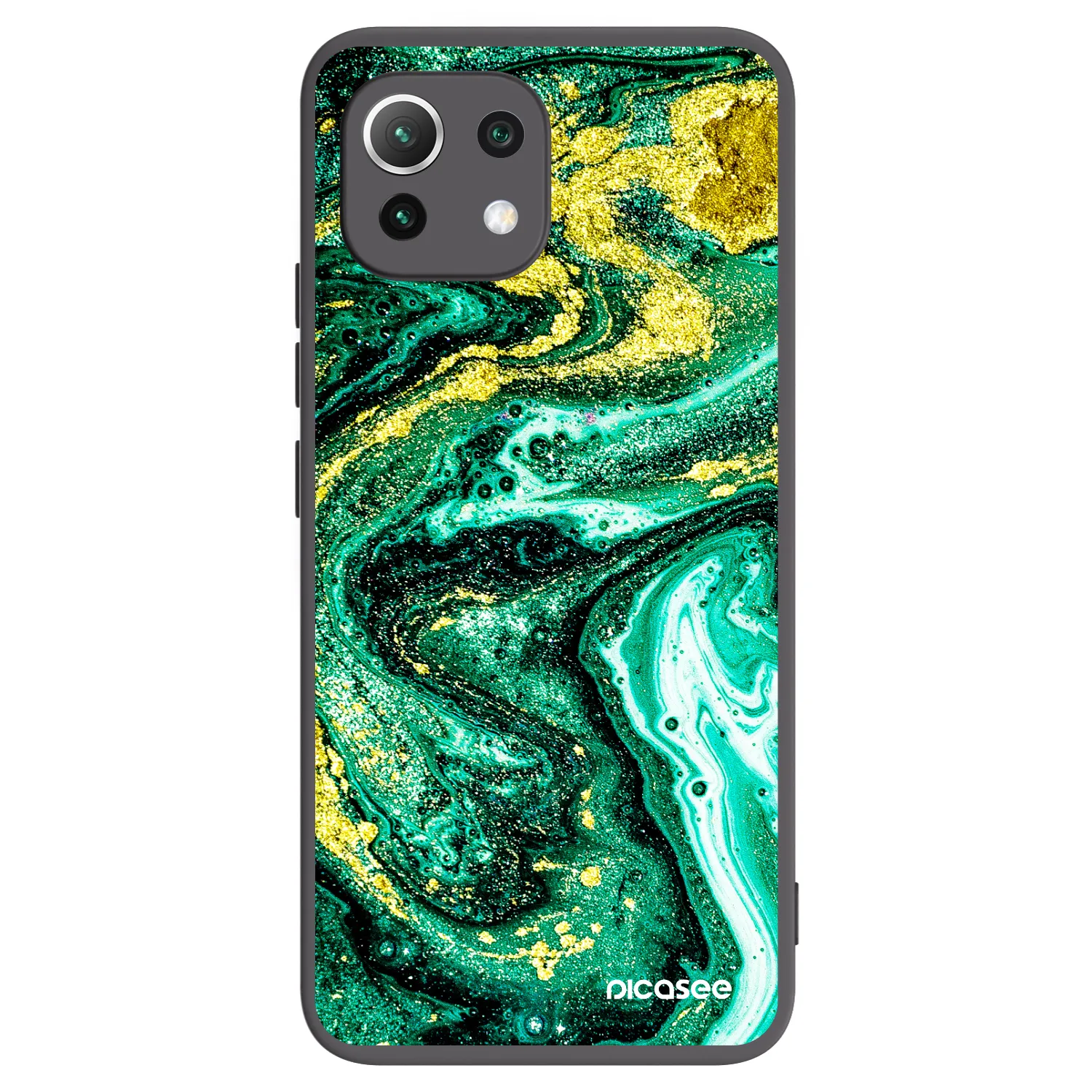 Picasee crna silikonska maskica za Xiaomi Mi 11 Lite - Green Gold