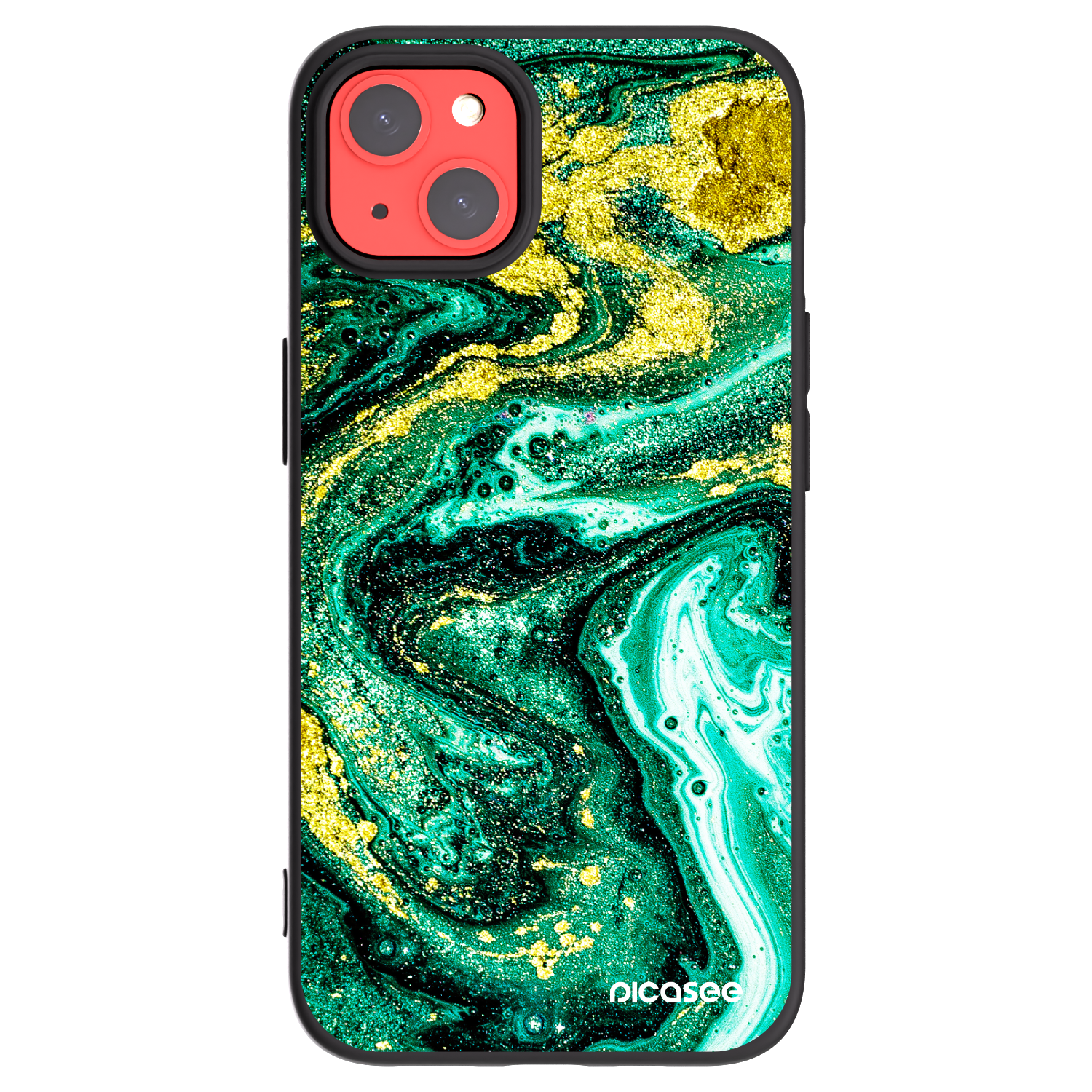 Picasee crna silikonska maskica za Apple iPhone 13 - Green Gold