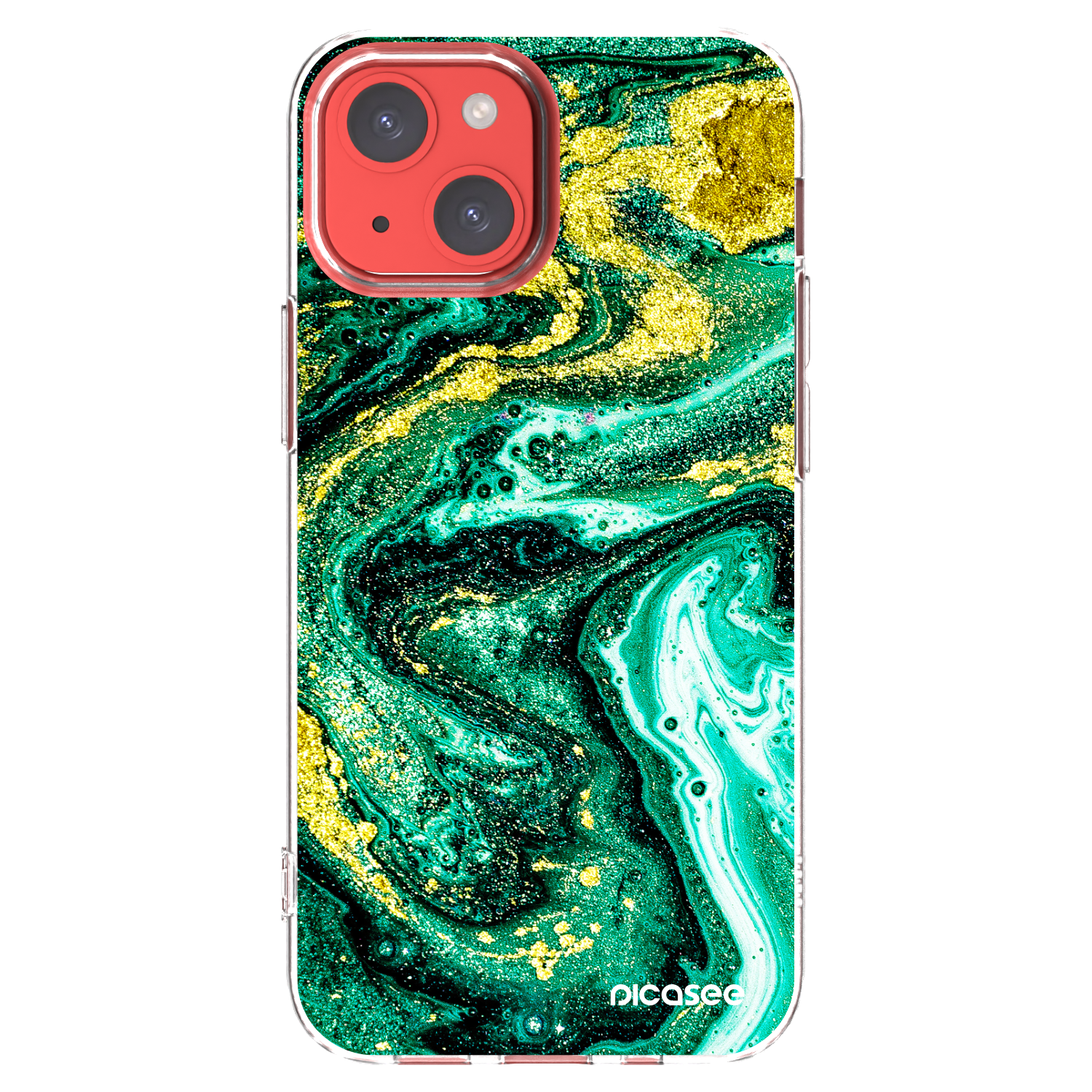 Picasee silikonska prozirna maskica za Apple iPhone 13 mini - Green Gold