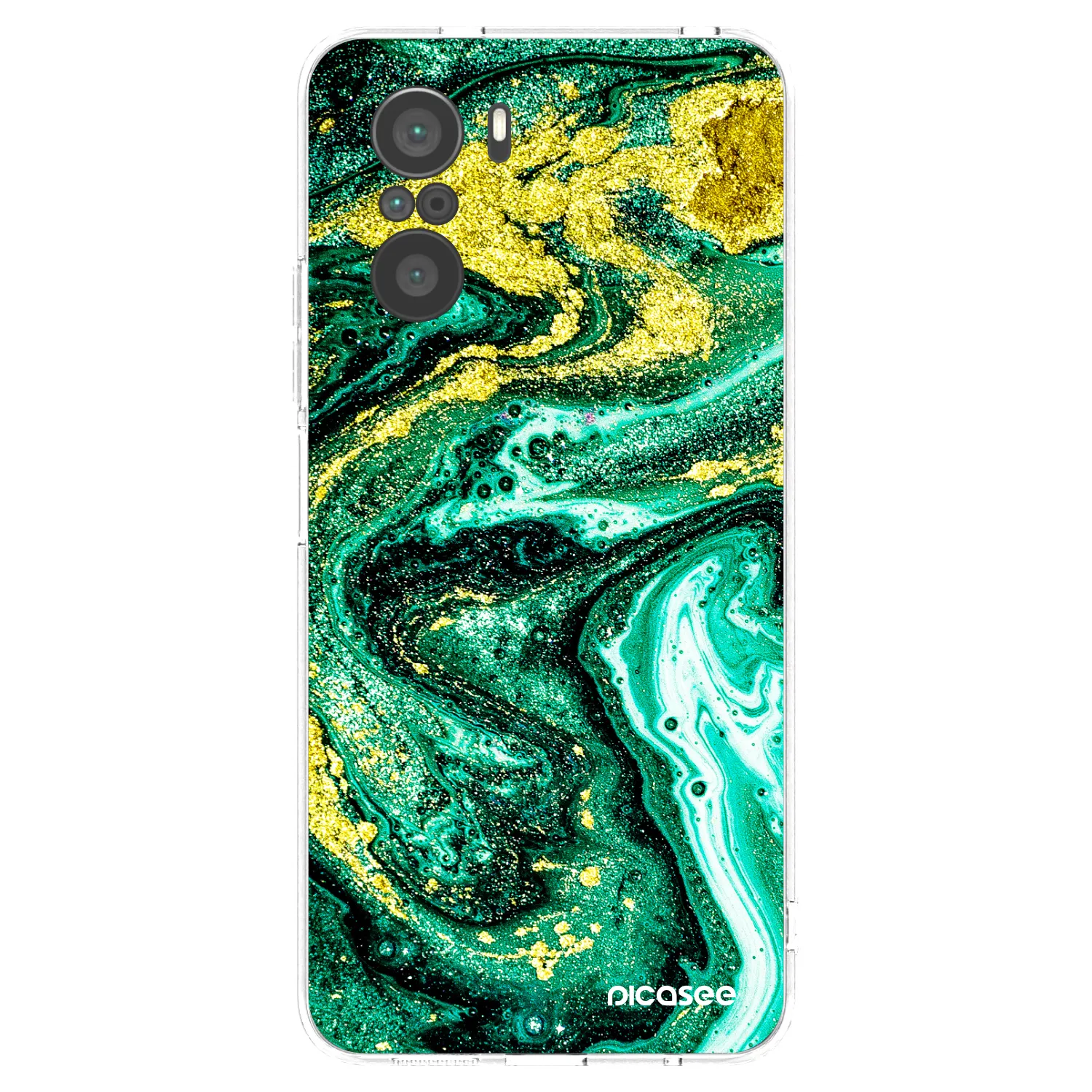 Picasee silikonska prozirna maskica za Xiaomi Poco F3 - Green Gold