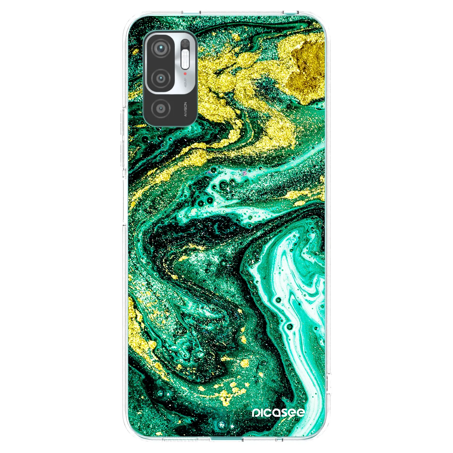 Picasee silikonska prozirna maskica za Xiaomi Redmi Note 10 5G - Green Gold