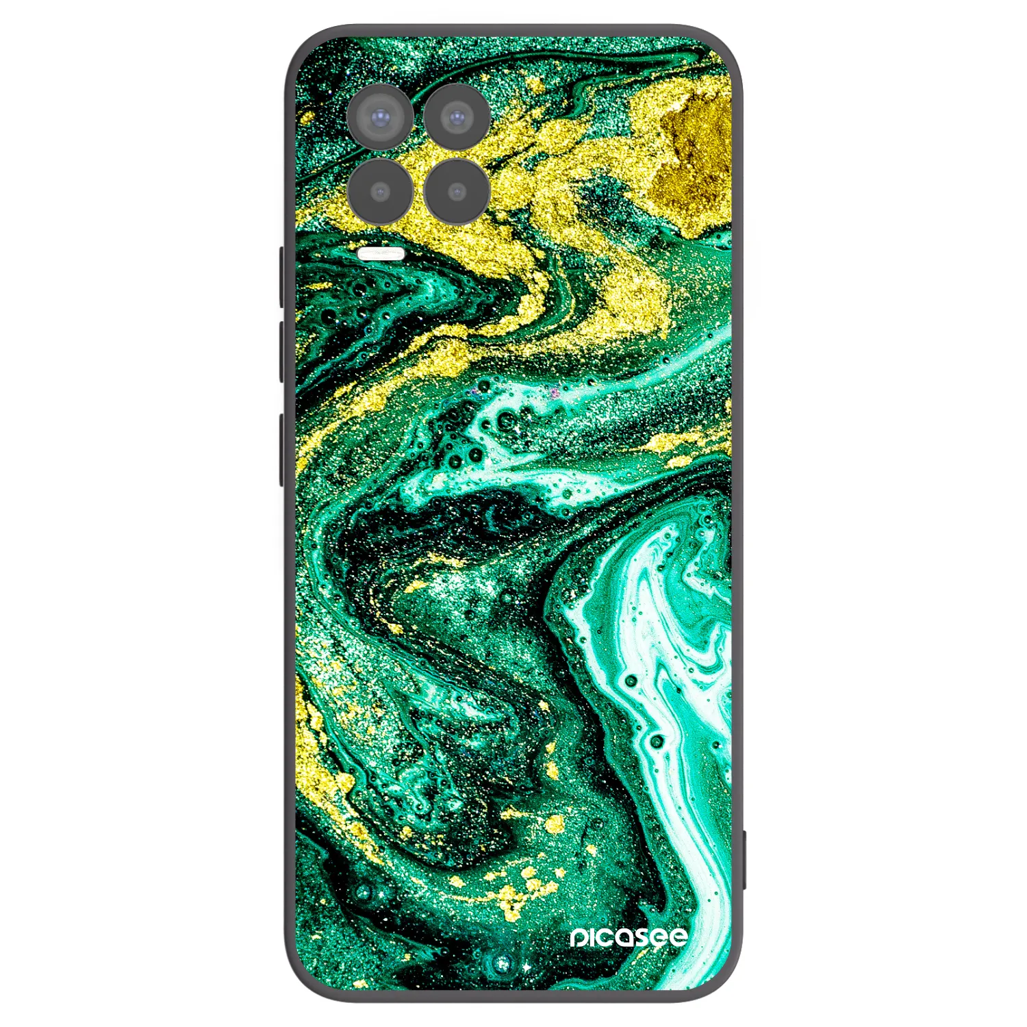 Picasee crna silikonska maskica za Realme 8 4G - Green Gold