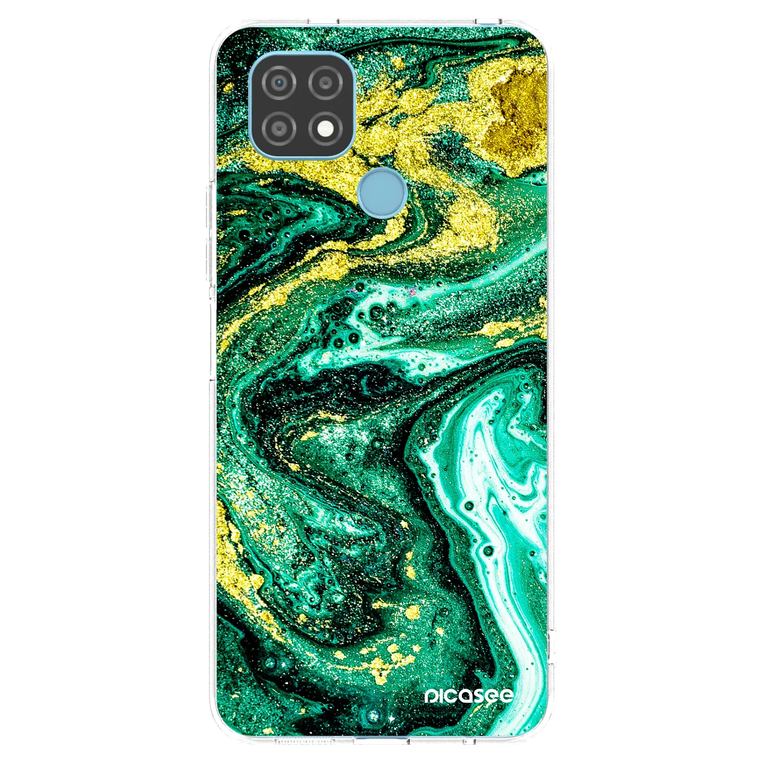 Picasee silikonska prozirna maskica za Realme C21 - Green Gold