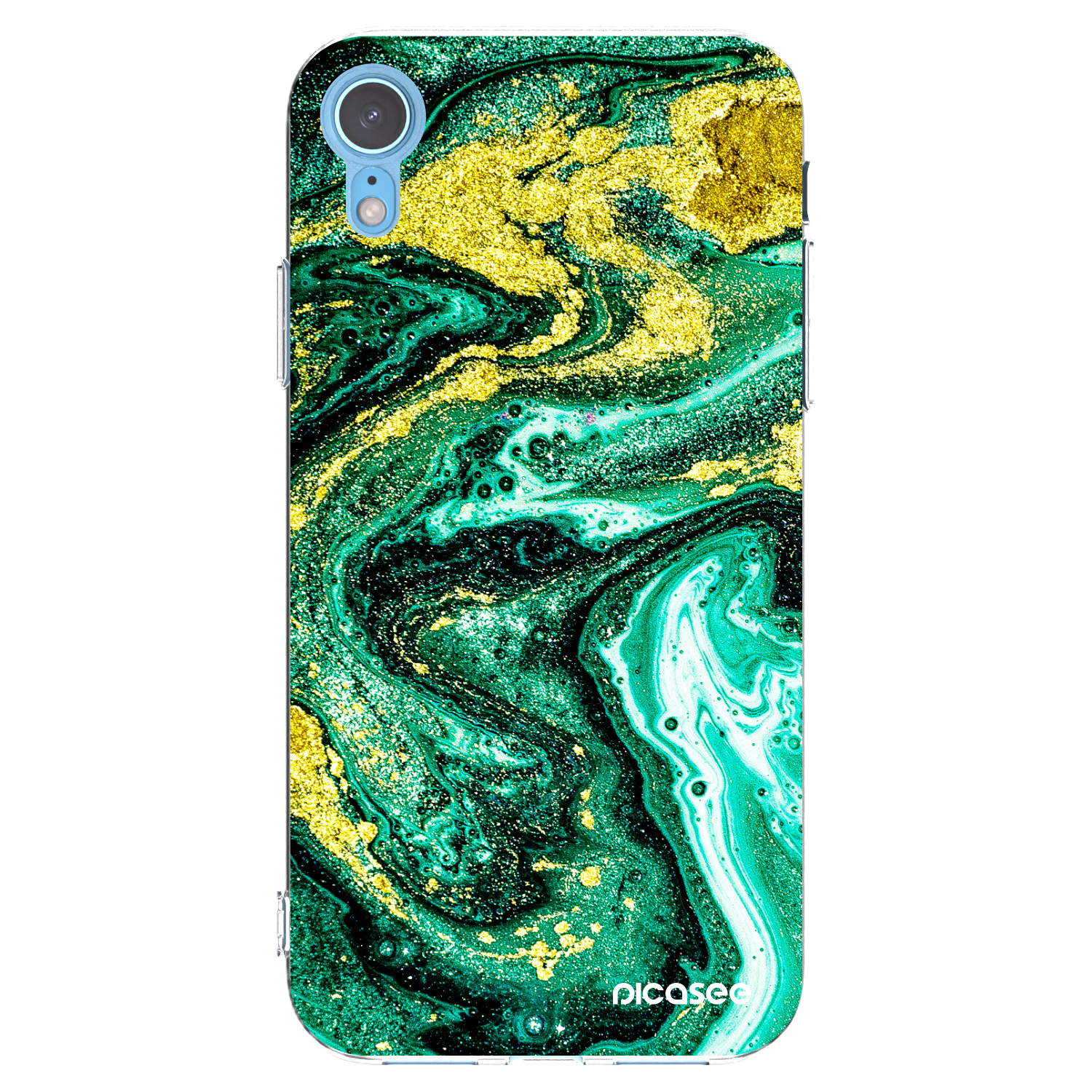 Picasee silikonska prozirna maskica za Apple iPhone XR - Green Gold