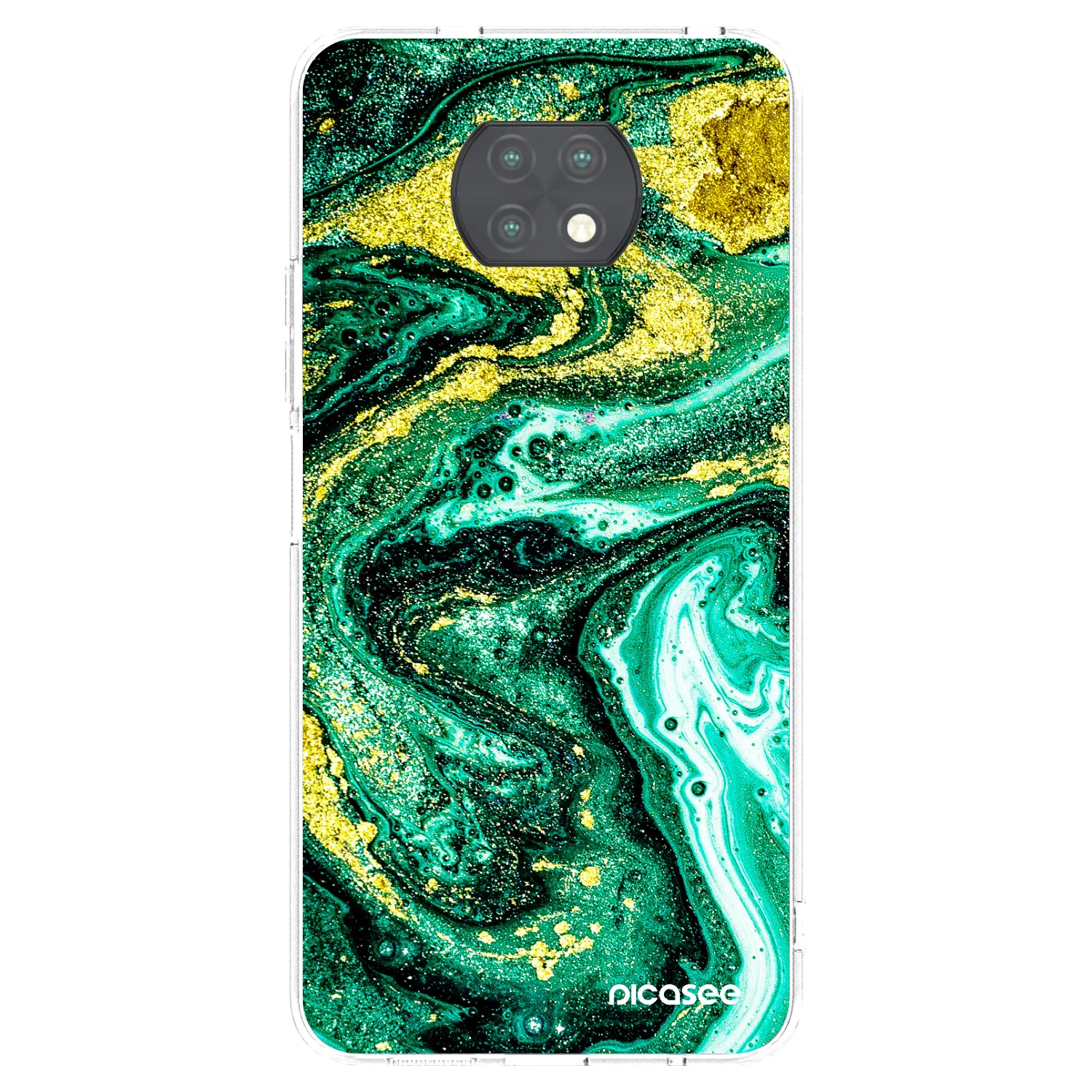 Picasee silikonska prozirna maskica za Xiaomi Redmi Note 9T - Green Gold