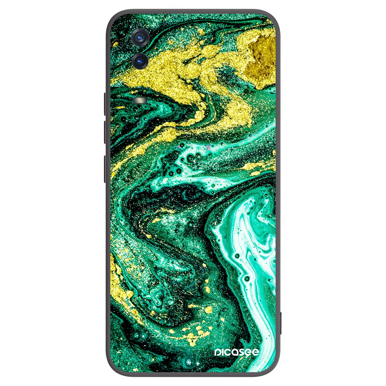 Picasee crna silikonska maskica za Vivo Y11s - Green Gold