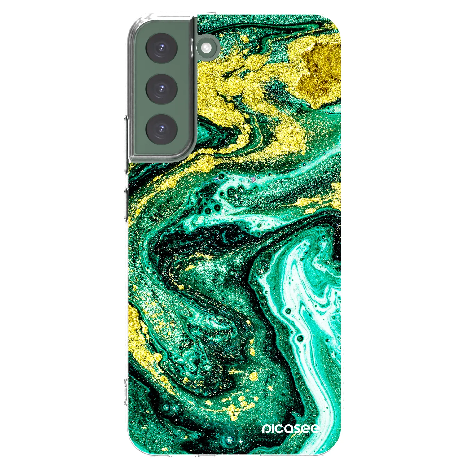 Picasee silikonska prozirna maskica za Samsung Galaxy S22+ 5G - Green Gold