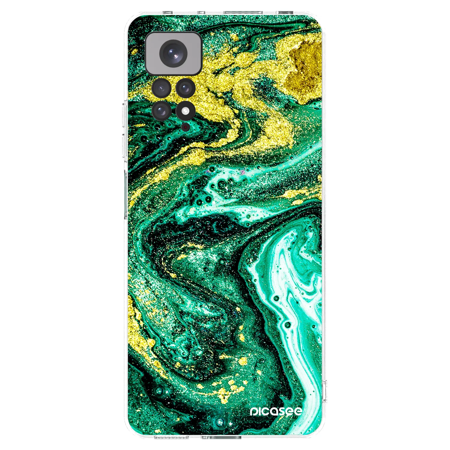 Picasee silikonska prozirna maskica za Xiaomi Redmi Note 11S 4G - Green Gold