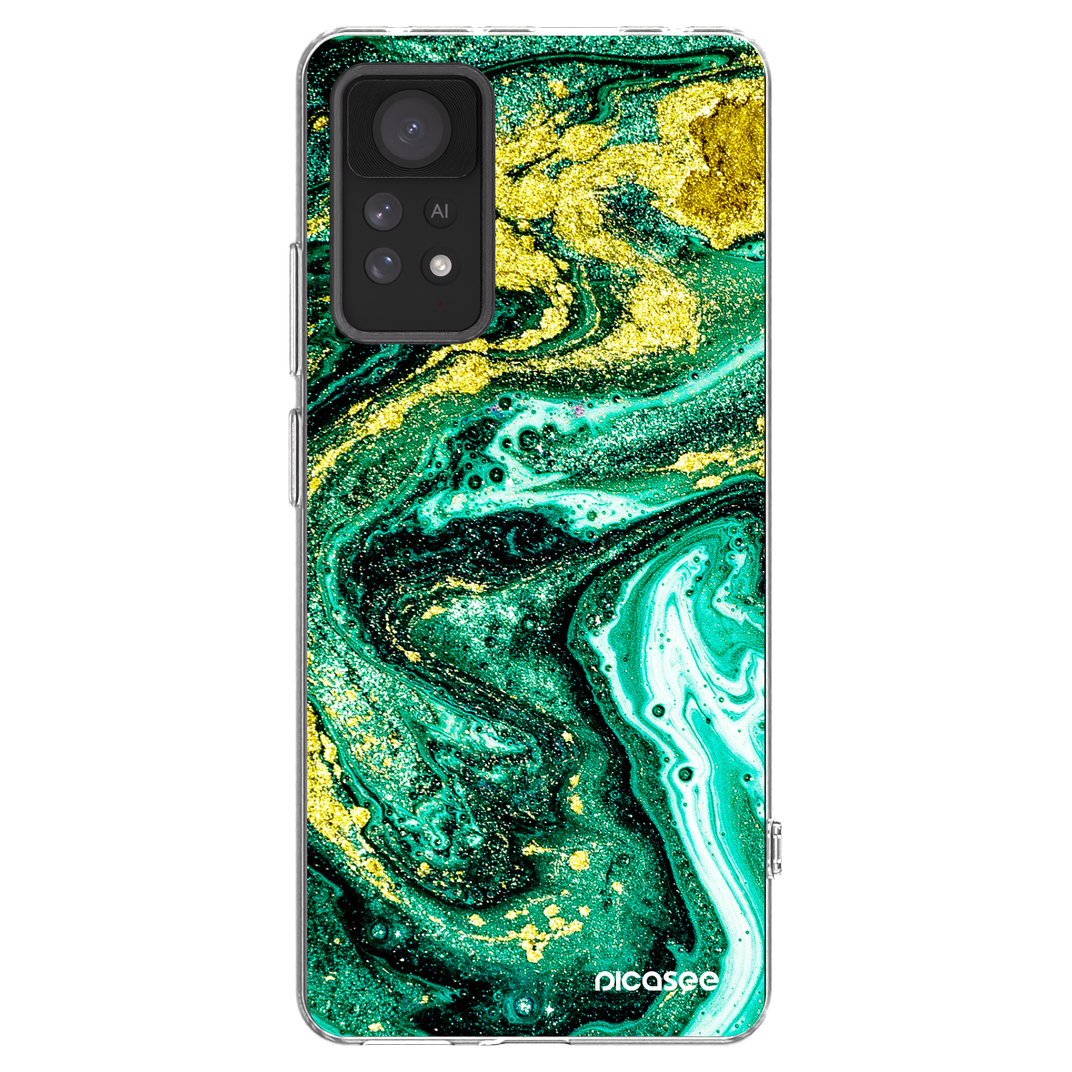 Picasee silikonska prozirna maskica za Xiaomi Redmi Note 11 Pro - Green Gold