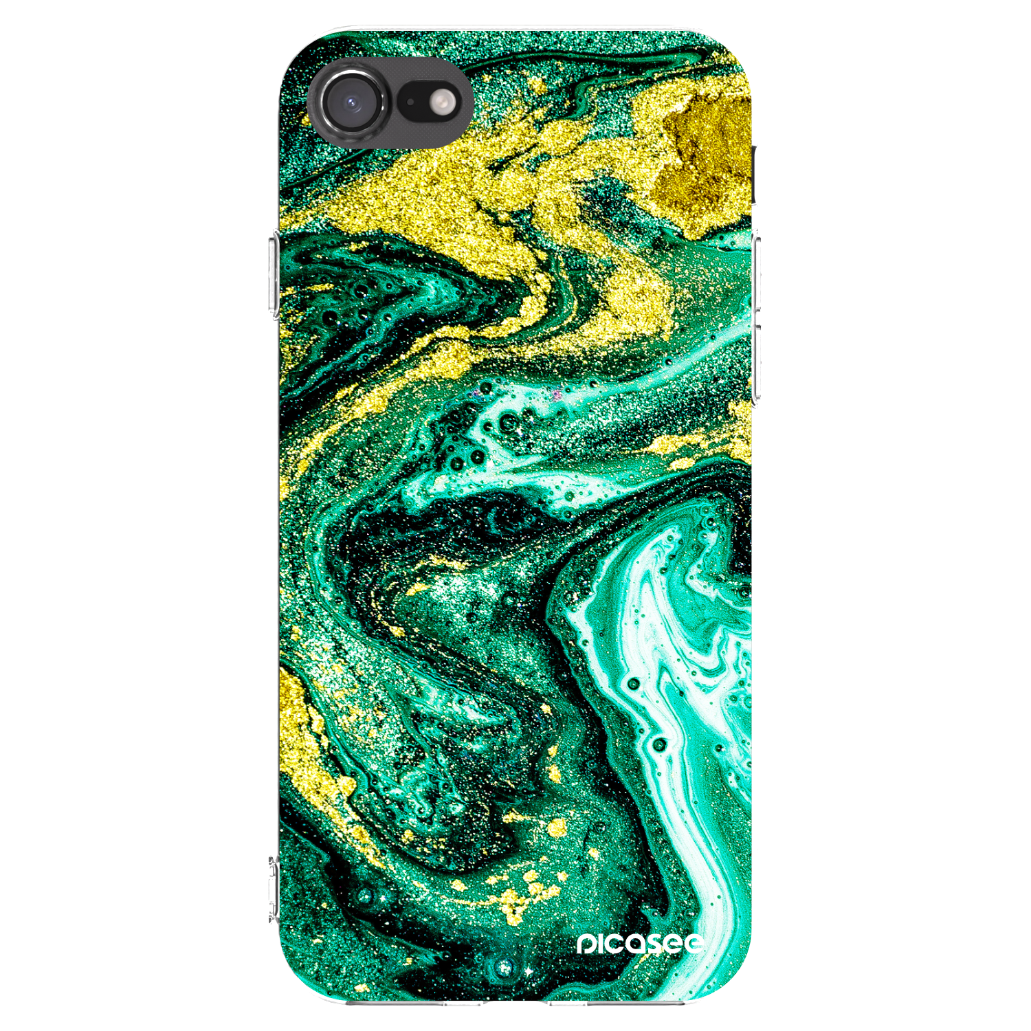 Picasee silikonska prozirna maskica za Apple iPhone SE 2022 - Green Gold
