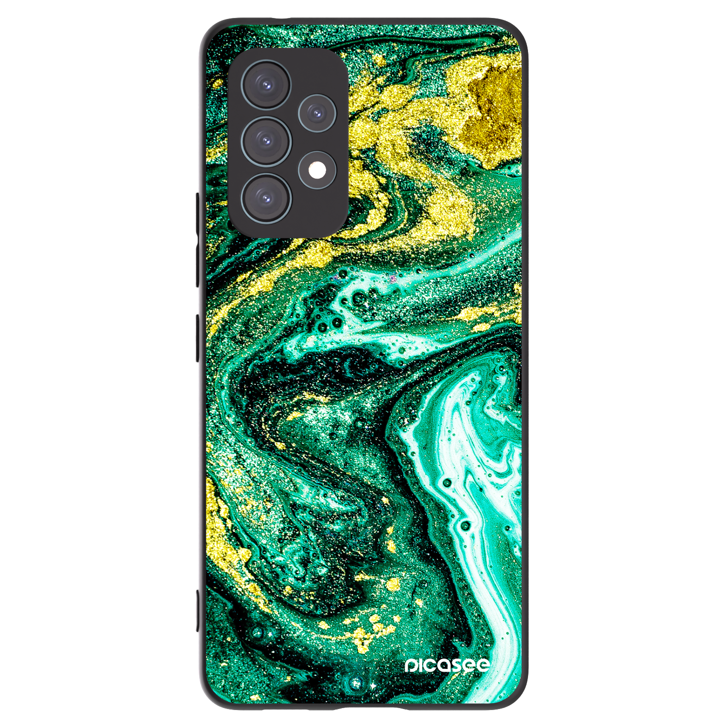 Picasee crna silikonska maskica za Samsung Galaxy A53 5G A536 - Green Gold