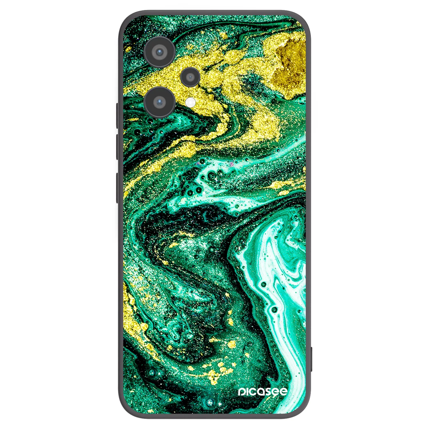 Picasee crna silikonska maskica za Realme 9 Pro 5G - Green Gold