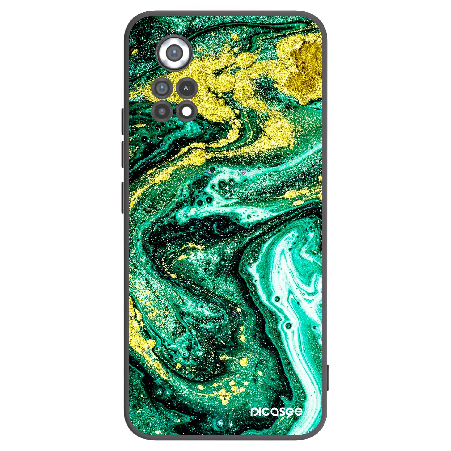 Picasee crna silikonska maskica za Xiaomi Poco X4 Pro 5G - Green Gold