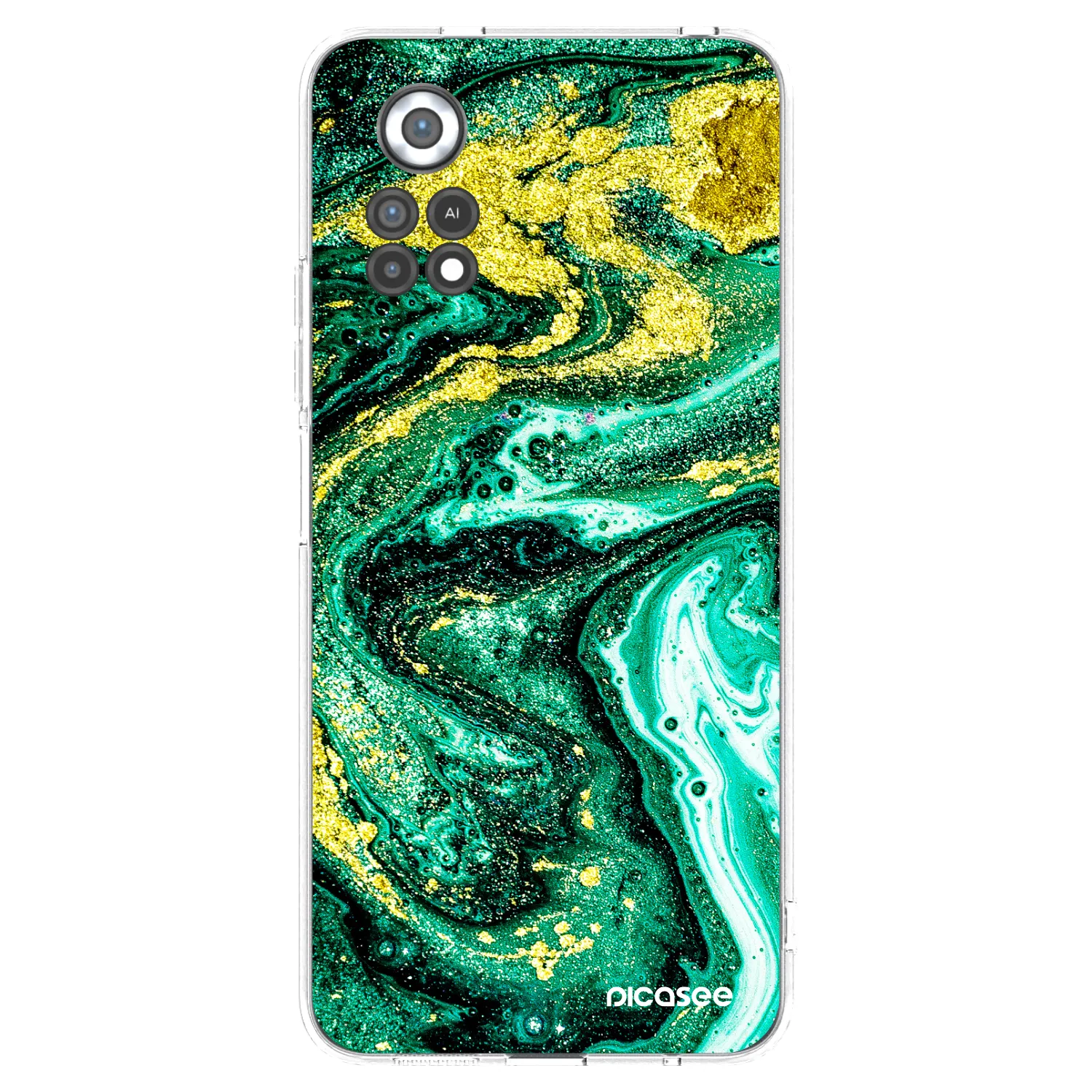 Picasee silikonska prozirna maskica za Xiaomi Poco X4 Pro 5G - Green Gold