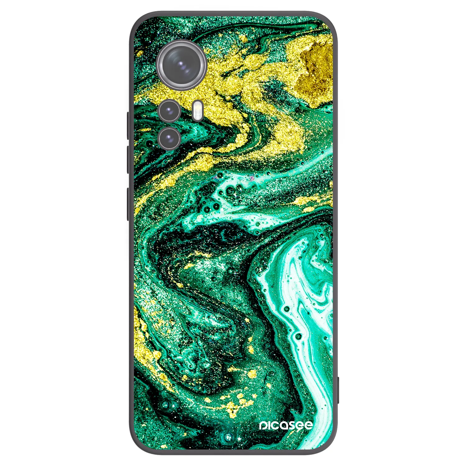 Picasee crna silikonska maskica za Xiaomi 12 - Green Gold