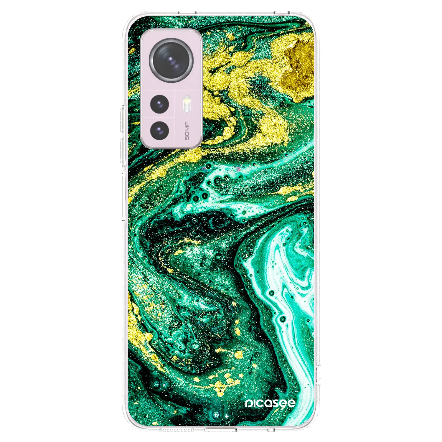Picasee silikonska prozirna maskica za Xiaomi 12 - Green Gold